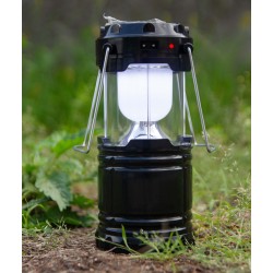 Фонарь для кемпинга с солнечной панелью 6 SMD LED. Чёрный.