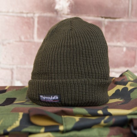 Шапка вязанная с флисовой подкладкой. Thinsulate. Олива.