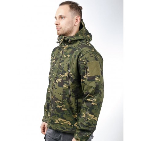 Куртка Тактическая Shark Skin Soft Shell на толстом флисе. MTP dark.