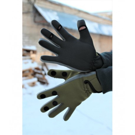 Перчатки для рыбалки неопреновые, olive/grey.