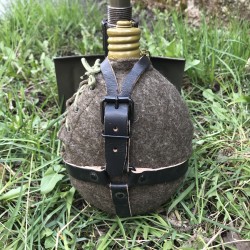 Фляга армейская, СССР, 0.75л. С чехлом и кожаным тренчиком.