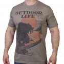 Футболка  Классическая  Outdoor Life с принтом Медведь. Серая.