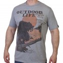 Футболка  Классическая  Outdoor Life с принтом Медведь. Светло-серая.