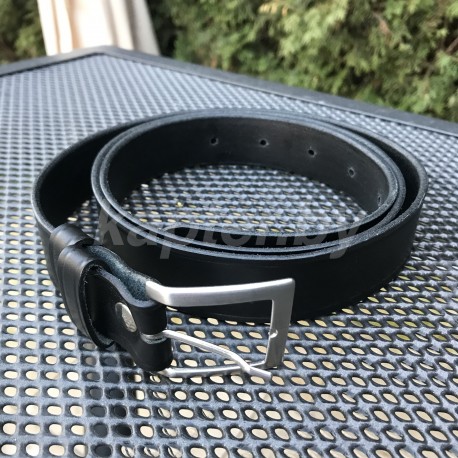Ремень брючный парадный широкий Голландия, Чёрный/хром.