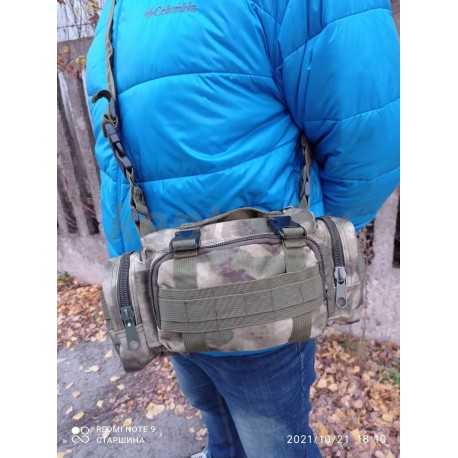 Тактическая поясная сумка с плечевым ремнём. МОХ.